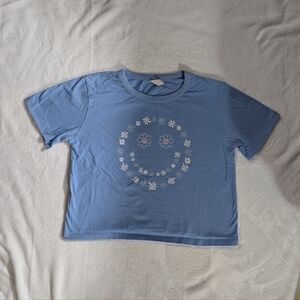 Kids Blue Shirt with Floral Design